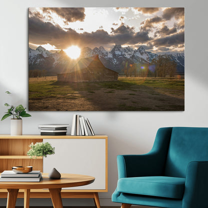 52555760-MGV-CV-36X24-Snowy Peaks Wall Art Canvas Print, Framed Nature Escape Art Picture Print, Rustic Charm Perfect Rustic Western Decor Artwork