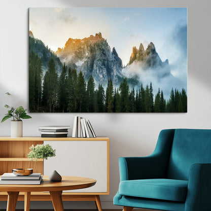 21145440-MGV-CV-36X24-Wilderness Wall Art Wall Art Canvas Print, Framed Nature Landscape Decor Art Picture Print, Misty Forest Photography Perfect
