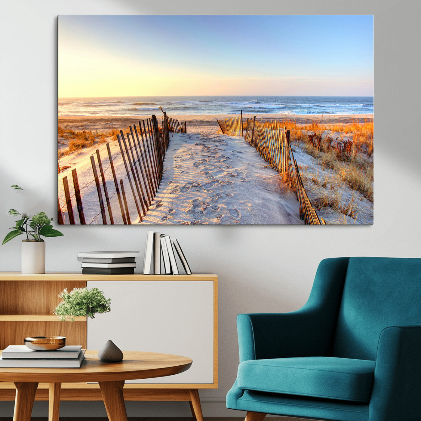 73351887-MGV-CV-36X24-Ocean Sunset Wall Art Wall Art Canvas Print, Framed Nautical Photography Art Picture Print, Summer Beach House Decor Perfect