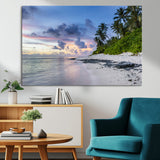 75045485-MGV-CV-36X24-Tropical Beach Wall Art Canvas Print, Framed Sunset Glow Art Picture Print, Palm Tree Coast Perfect Tropical Coastal Decor Artwork