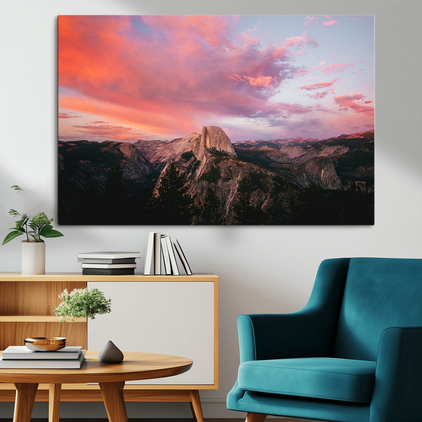 32786115-MGV-CV-36X24-Half Dome Wall Art Canvas Print, Framed Yosemite National Park Art Picture Print, Dramatic Sunset Perfect Adventurous Wilderness