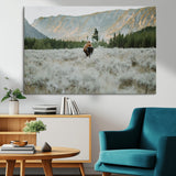 41674074-MGV-CV-36X24-Bison Wall Art – American Buffalo Wildlife Photography Canvas Print, Western Mountain Landscape Artwork Rustic Nature Decor for