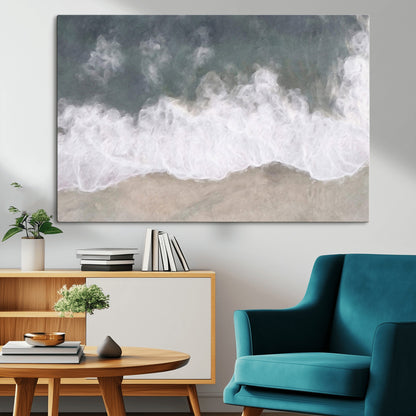 10072982-MGV-CV-36X24-Abstract Ocean Wave Wall Art – Coastal Beach Canvas Print, Minimalist Seascape Painting, Modern Ocean Inspired Artwork for Living