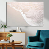 28414510-MGV-CV-36X24-Ocean Shoreline Wall Art – Minimal Coastal Beach Canvas Print, Soft Sea Foam and Sand Photography Artwork, Relaxing Nautical Decor