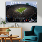 14387817-MGV-CV-36X24-Lambeau Field Stadium Wall Art – Green Bay Packers Game Day Canvas Print with Fireworks and Crowd – NFL Football Fan Man Cave