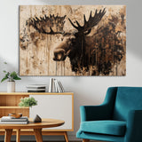 83505059-MGV-CV-36X24-Majestic Moose Wall Art – Rustic Animal Canvas Painting – Wilderness Wildlife Decor with Earthy Tones for Cabin, Lodge, Farmhouse,