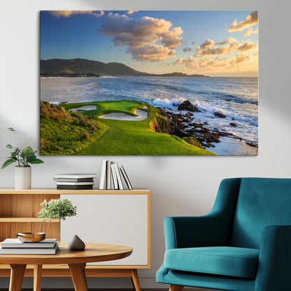 50107048-MGV-CV-36X24-Golf Course Wall Art – Coastal Ocean View Canvas Print, Scenic Fairway Landscape Decor for Office, Man Cave, Bedroom, or Living