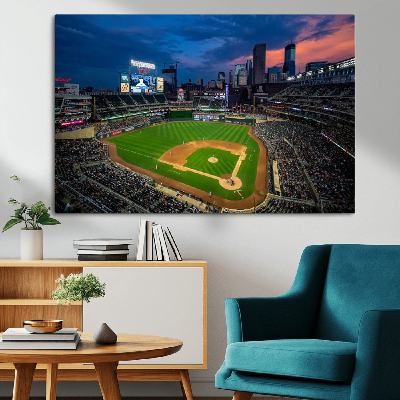 68222753-MGV-CV-36X24-Baseball Stadium Wall Art – Panoramic Night Game Canvas Print, Sports Decor for Man Cave, Office, Bar, or Living Room