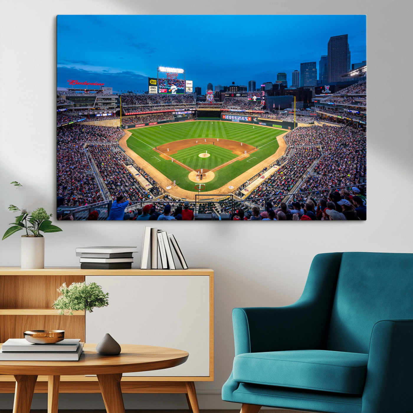 77273035-MGV-CV-36X24-Baseball Stadium Wall Art – Panoramic Evening Game Canvas Print, Sports Fan Decor for Man Cave, Office, Bar, or Living Room