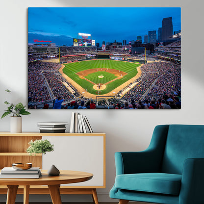 77273035-MGV-CV-36X24-Baseball Stadium Wall Art – Panoramic Evening Game Canvas Print, Sports Fan Decor for Man Cave, Office, Bar, or Living Room