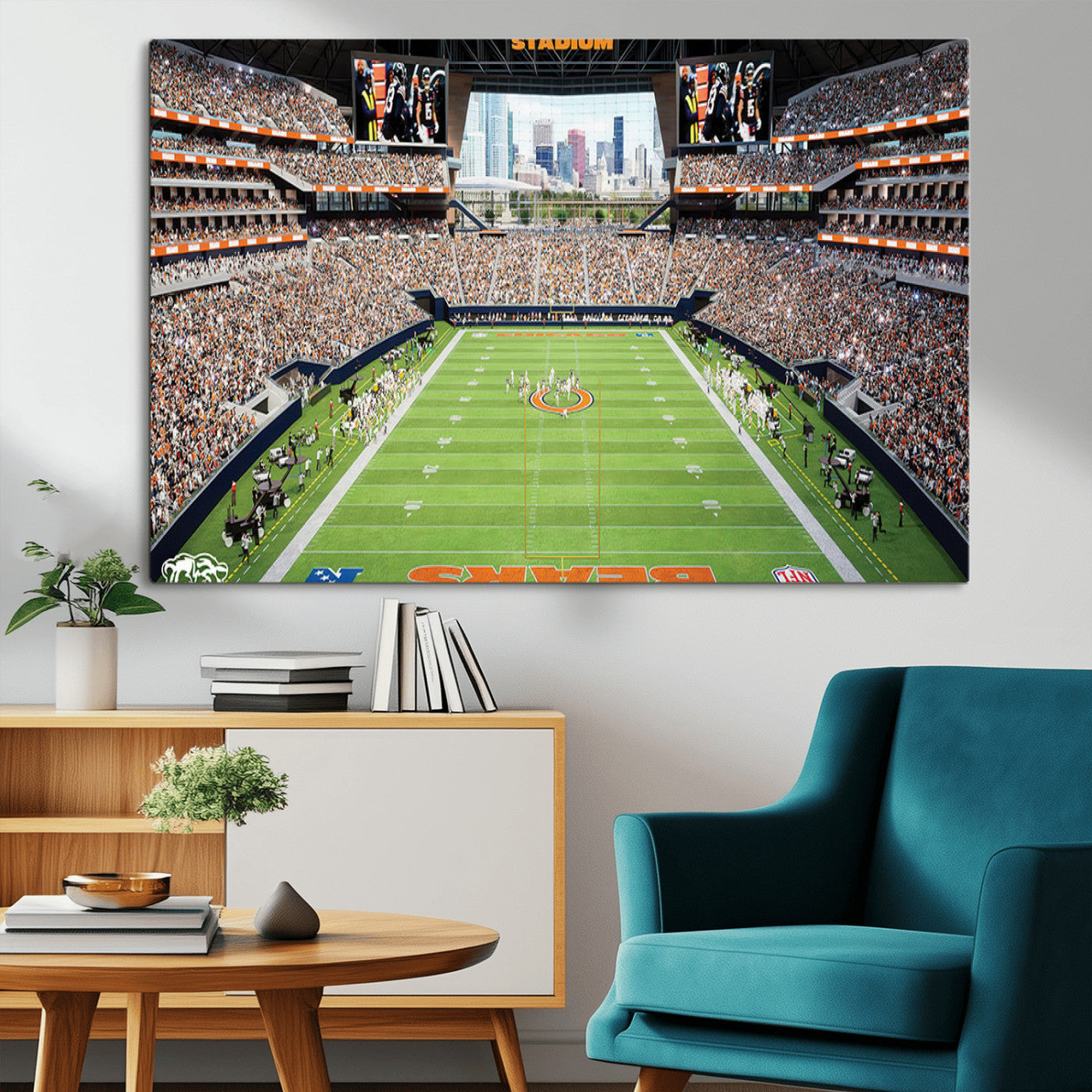 76935553-MGV-CV-36X24-Football Stadium Wall Art – Panoramic Game Day Canvas Print, Sports Decor for Man Cave, Office, Bar, or Living Room