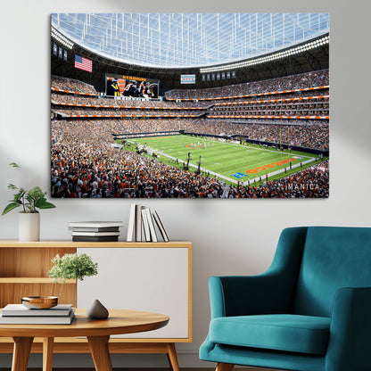 32530647-MGV-CV-36X24-Chicago Bears Stadium Wall Art – Futuristic Dome Arena Canvas Print, Modern Football Concept Design Decor for Man Cave, Bar, or