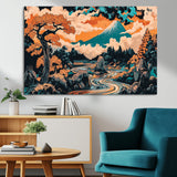 21638941-MGV-CV-36X24-Japanese Landscape Wall Art – Mount Fuji and Flowing River Ukiyo-e Style Canvas Print, Traditional Japan Inspired Artwork for