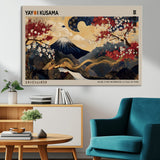 66892669-MGV-CV-36X24-Yayoi Kusama Japanese Inspired Canvas Print – Mt. Fuji & Floral Scene Wall Art, Framed Asian Style Canvas for Home, Office or