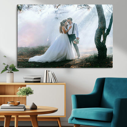 CSTM913-MGV-CV-36X24-Framed Wedding Canvas Print - Custom Wall Art Keepsake for Couples, Elegant Home Decoration Gift, Create Your Own Photo Canvas