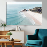 79395467-MGV-CV-36X24-Coastal Wall Art – Aerial Beach Canvas Print, Ocean Waves and Sandy Shore Photography Decor for Bedroom, Living Room, Office,