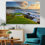 67486665-MGV-CV-36X24-Golf Course Wall Art – Pebble Beach Oceanfront Canvas Print, Coastal Fairway Photography Sports Decor for Living Room, Office, Man
