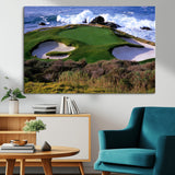 22776914-MGV-CV-36X24-Golf Course Wall Art – Oceanfront Green Canvas Print, Coastal Pebble Beach Photography Sports Decor for Living Room, Office, Man