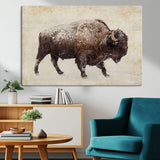 54810031-MGV-CV-36X24-Western Wall Art – Snow Covered Bison Canvas Print, Rustic Wildlife Photography Decor for Bedroom, Living Room, Office, Lodge,