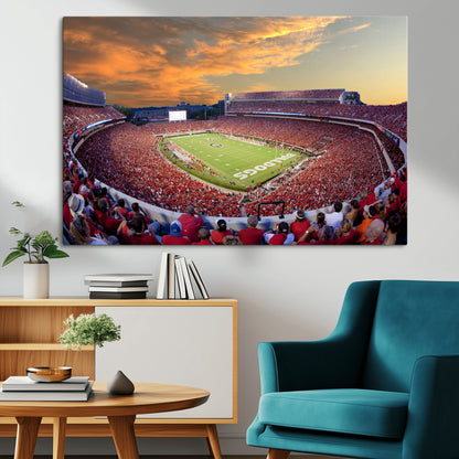 73680988-MGV-CV-36X24-Sanford Stadium Wall Art – Georgia Bulldogs Football Sunset Game Canvas Print, College Sports Decor for Man Cave, Bar, Office, or