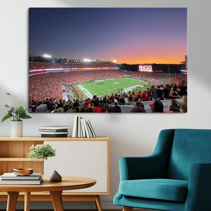 25139565-MGV-CV-36X24-Sanford Stadium Wall Art – Georgia Bulldogs Football Sunset Panorama Canvas Print, College Game Day Decor for Man Cave, Bar, or