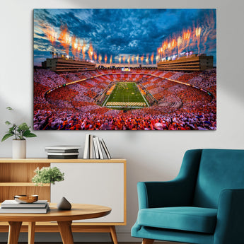 94266219-MGV-CV-36X24-Neyland Stadium Wall Art – Tennessee Volunteers Checkerboard Game Day Canvas Print, College Football Fireworks Decor for Man Cave