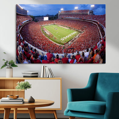 10244378-MGV-CV-36X24-Sanford Stadium Wall Art – Panoramic Georgia Bulldogs Day Game Football Canvas Print, Game Day Crowd Sports Decor for Office, Man