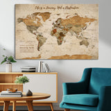 75179116-MGV-CV-36X24-Personalized World Map Wall Art – Rustic Vintage Travel Map with Custom Names, Inspirational Adventure Décor for Couples, Families