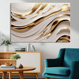 41237-MGV-CV-36X24-Gold Waves Wall Art Canvas Print, Framed Elegant Flow Art Picture Print, Luxury Layers Perfect Minimal Luxe Decor Artwork