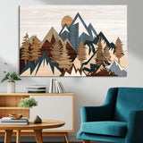 80300-MGV-CV-36X24-Geometric Mountains Wall Art Canvas Print, Framed Stylized Trees Art Picture Print, Graphic Forest Perfect Rustic Abstract Decor