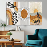 32359-MGV-CV-36X24-Modern Sun Wall Art Canvas Print, Framed Retro Horizon Art Picture Print, Sunburst Design Perfect Mid Century Boho Decor Artwork