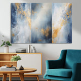 41836-MGV-CV-36X24-Abstract Gold Wall Art Canvas Print, Framed Blue Layers Art Picture Print, Elegant Cloud Perfect Elegant Minimalist Decor Artwork