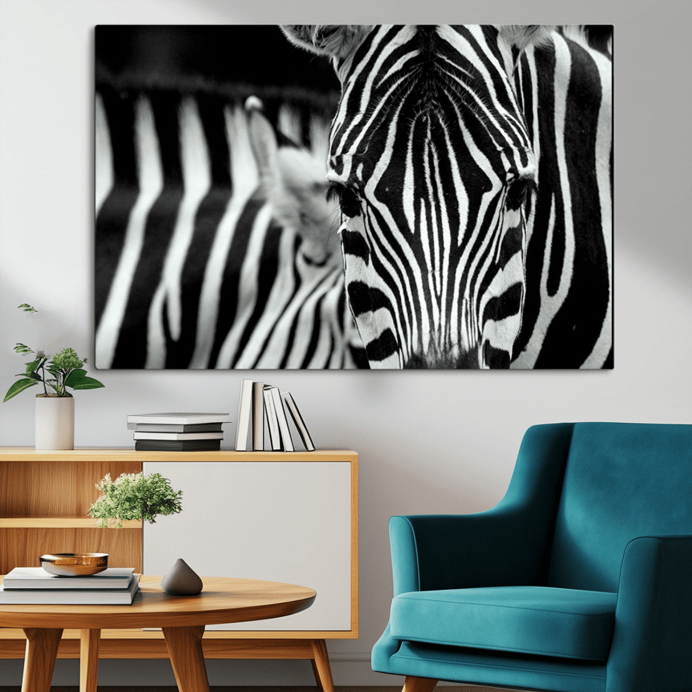 43631-MGV-CV-36X24-Black and White Zebra Wall Art – Modern Animal Print Canvas Artwork for Living Room, Bedroom, or Office Decor