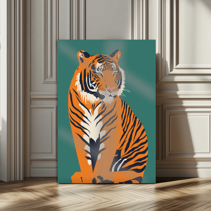 73620-MGV-CV-24X36-Tiger Wall Art – Bold Wildlife Canvas Print of Majestic Jungle Cat, Modern Animal Home Decor for Bedroom, Office, Living Room or