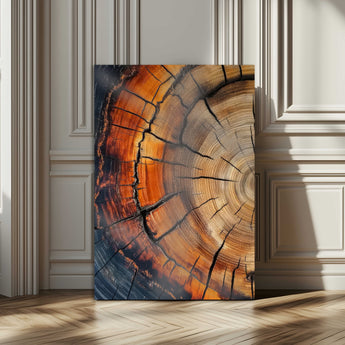 33751185-MGV-CV-24X36-Tree Rings Wall Art Canvas Print, Framed Wood Detail Art Picture Print, Rustic Texture Perfect Rustic Warm Decor Artwork