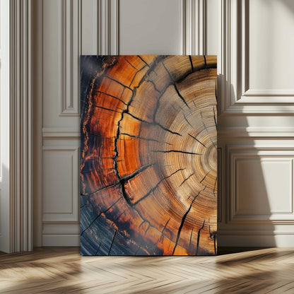 33751185-MGV-CV-24X36-Tree Rings Wall Art Canvas Print, Framed Wood Detail Art Picture Print, Rustic Texture Perfect Rustic Warm Decor Artwork