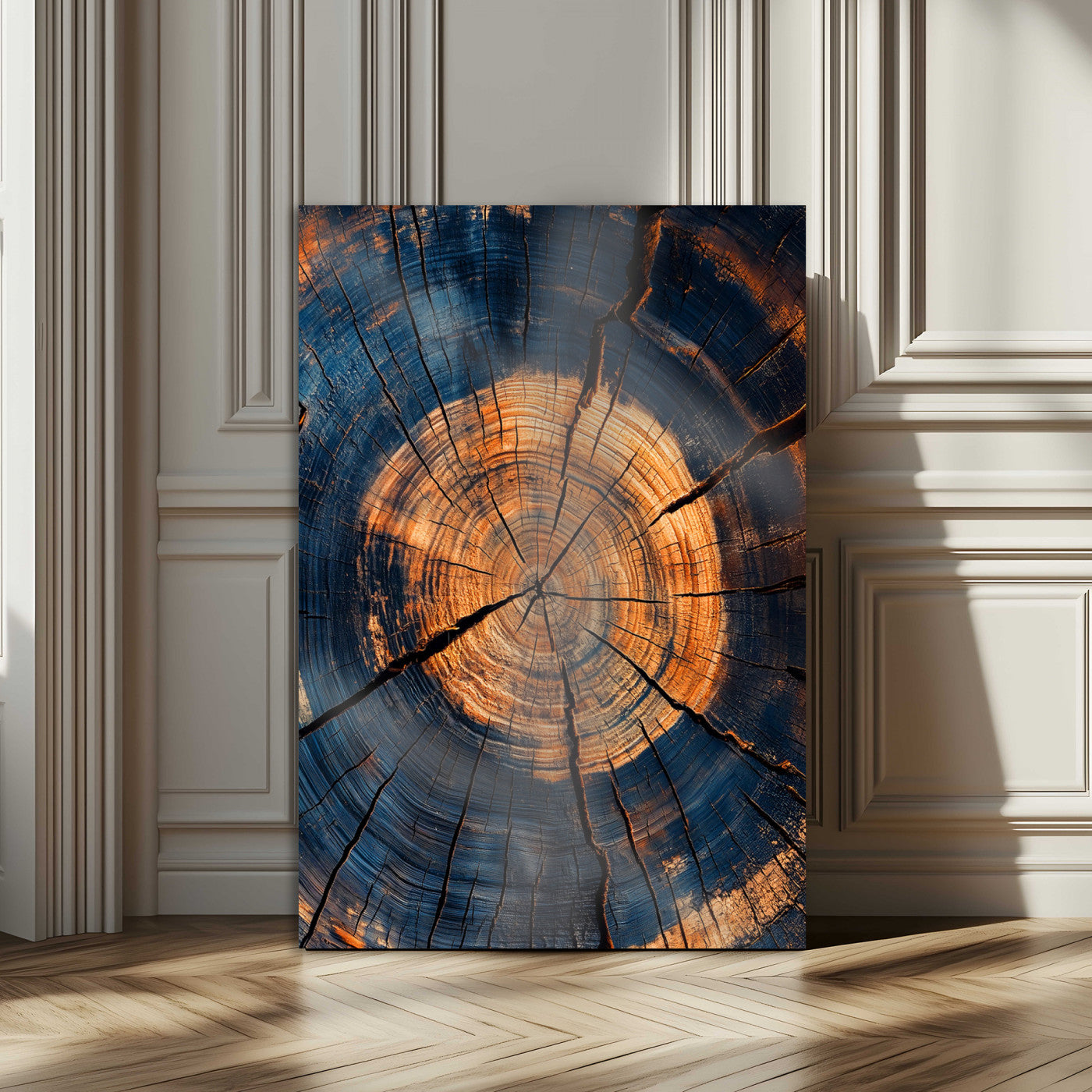 70513247-MGV-CV-24X36-Tree Rings Wall Art Canvas Print, Framed Rustic Texture Art Picture Print, Wood Grain Perfect Rustic Industrial Decor Artwork