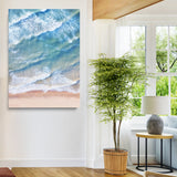 81208260-MGV-CV-24X36-Aerial Ocean Wall Art Canvas Print, Framed Blue Waves Art Picture Print, Sandy Shoreline Perfect Modern Coastal Decor Artwork