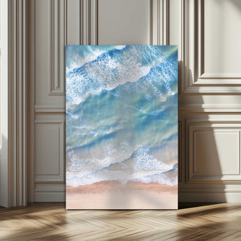 81208260-MGV-CV-24X36-Aerial Ocean Wall Art Canvas Print, Framed Blue Waves Art Picture Print, Sandy Shoreline Perfect Modern Coastal Decor Artwork