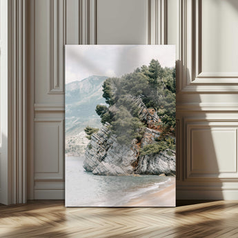 28003346-MGV-CV-24X36-Beach Trees Wall Art Canvas Print, Framed Earthy Beachside Art Picture Print, Beachside Nature Perfect Rustic Coastal Decor