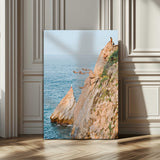 74527880-MGV-CV-24X36-Cliff Divers Wall Art Canvas Print, Framed Ocean Adventure Art Picture Print, Coastal Movement Perfect Adventurous Coastal Decor