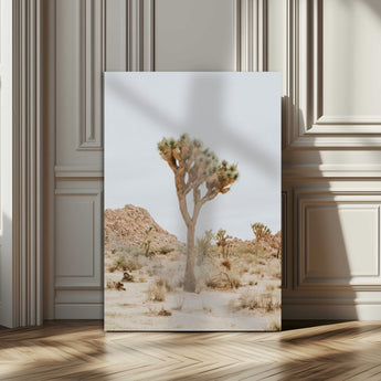 80210318-MGV-CV-24X36-Joshua Tree Wall Art Canvas Print, Framed Desert Minimalism Art Picture Print, Neutral Earth Tones Perfect Southwestern Minimalist