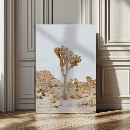 80210318-MGV-CV-24X36-Joshua Tree Wall Art Canvas Print, Framed Desert Minimalism Art Picture Print, Neutral Earth Tones Perfect Southwestern Minimalist