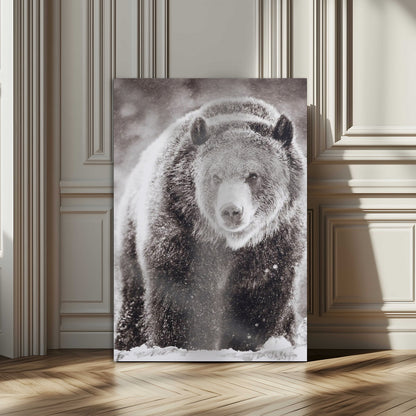 37297892-MGV-CV-24X36-Bison Portrait Wall Art Canvas Print, Framed Rustic Wall Accent Art Picture Print, Lodge Style Perfect Rustic Lodge Decor Artwork