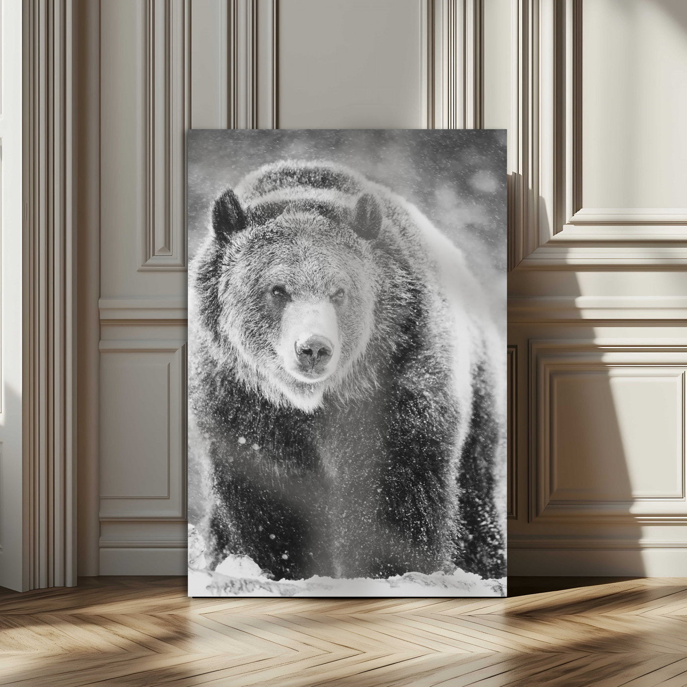 98050634-MGV-CV-24X36-Bison Portrait Wall Art Canvas Print, Framed Rustic Wall Accent Art Picture Print, Lodge Style Perfect Rustic Lodge Decor Artwork