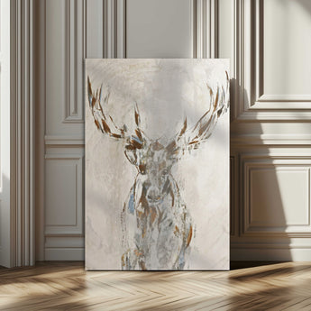 79642067-MGV-CV-24X36-Abstract Deer Wall Art Canvas Print, Framed Lodge Style Decor Art Picture Print, Rustic Animal Wall Perfect Lodge Cabin Style