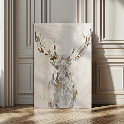 79642067-MGV-CV-24X36-Abstract Deer Wall Art Canvas Print, Framed Lodge Style Decor Art Picture Print, Rustic Animal Wall Perfect Lodge Cabin Style