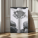 60628080-MGV-CV-24X36-Bold Tree Silhouette Wall Art Canvas Print, Framed Sculptural Tree Shape Art Picture Print, Desert Tree Perfect Modern Desert