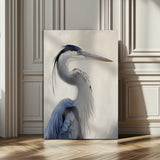 79581184-MGV-CV-24X36-Blue Heron Wall Art Canvas Print, Framed Elegant Wildlife Art Picture Print, Minimalist Bird Theme Perfect Coastal Minimalist