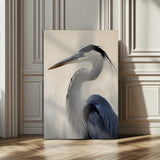 60171823-MGV-CV-24X36-Blue Heron Wall Art Canvas Print, Framed Coastal Bird Theme Art Picture Print, Minimalist Wildlife Perfect Coastal Minimalist